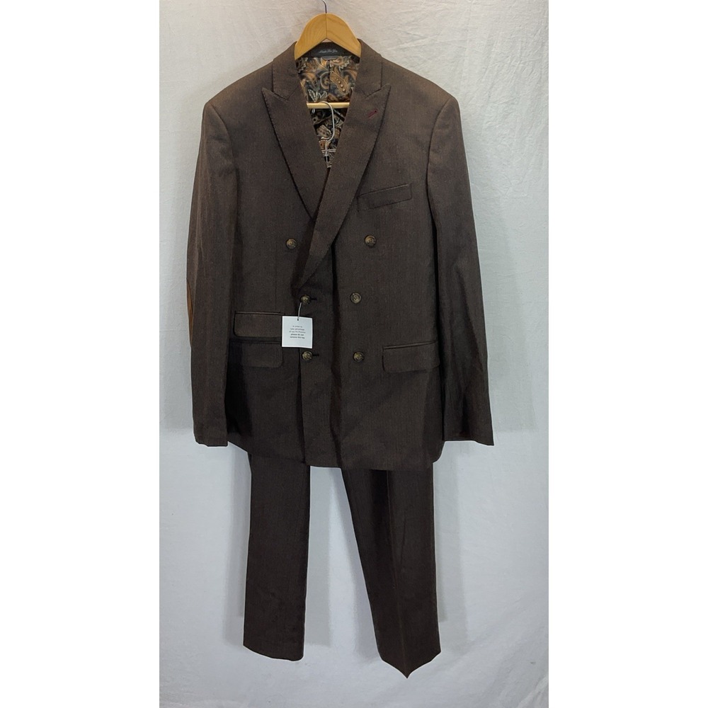 New Indochino Suit Mens Brown Wool Cashmere Blend Blazer & Pants 44R 36x32